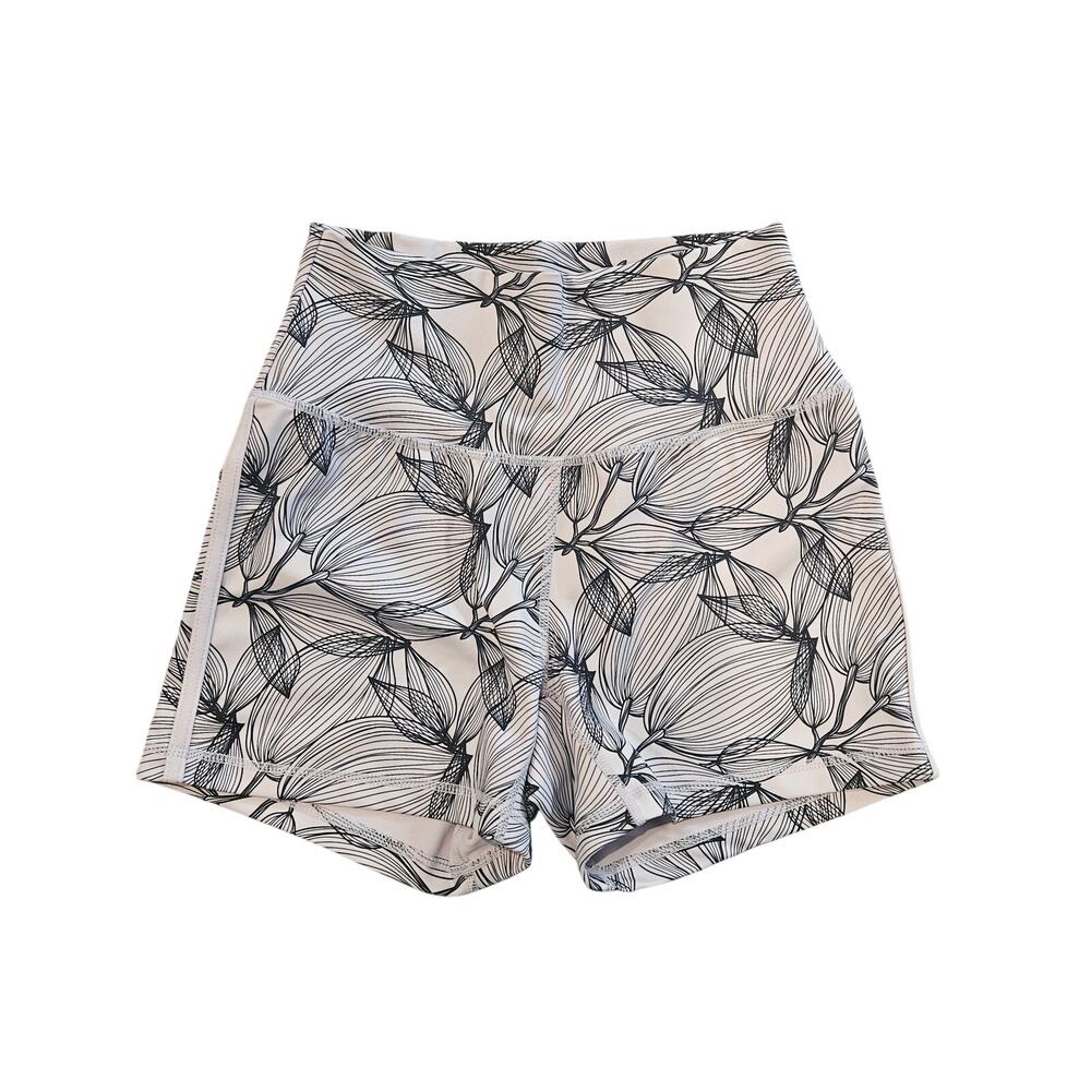 Buff bunny bike shorts womens small gym active lavender leaf print summer